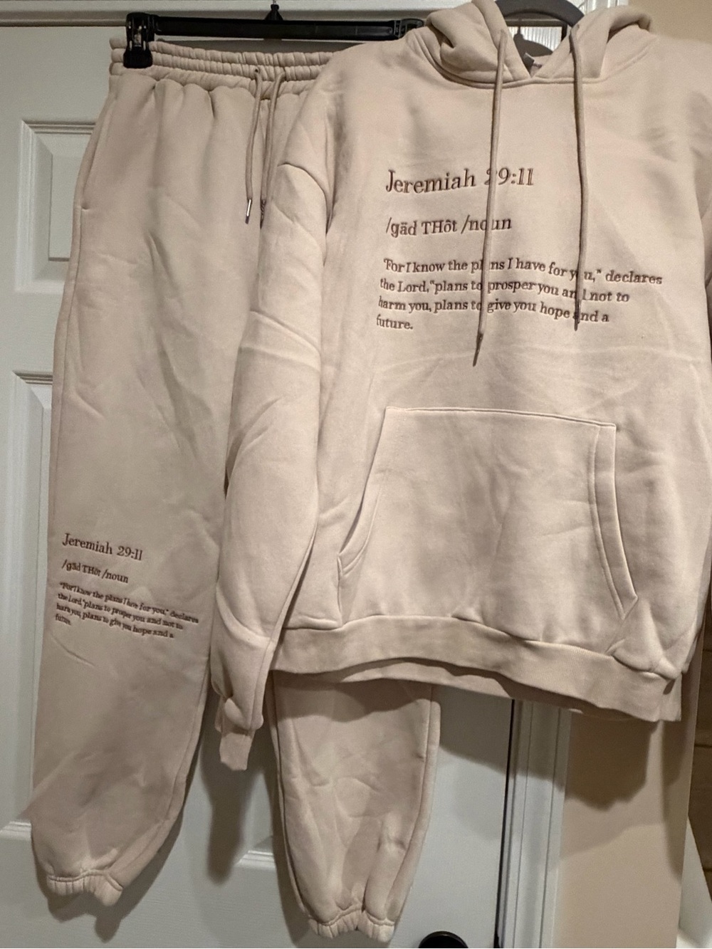 Jeremiah 29:11 Hooded Sweatshirt & Joggers Set - Cream